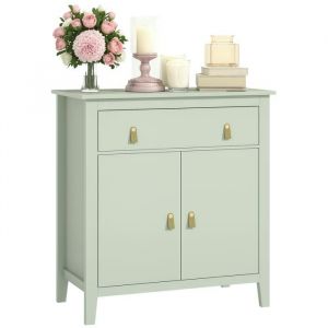 Homcom Buffet - tiroir, double porte, étagère réglable - panneau de particules - 80 x 40 x 90 cm - vert clair