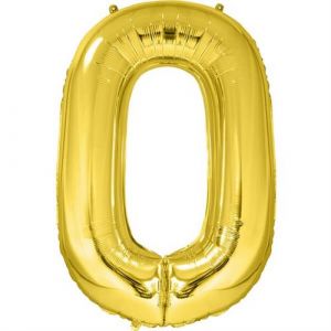 Image de 1 Grand Ballon 88cm al ini dor&eacute; or m&eacute;tallis&eacute; chiffre 0 pour f&ecirc;te anniversaire REF/BALMCGOR00