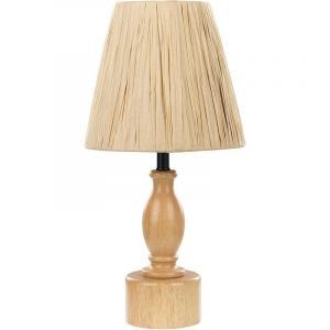 Beliani Lampe de Chevet en Bois Clair 41 cm avec Abat-Jour en Papier Design Morona