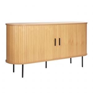 Oviala Buffet bas - Marius - 2 portes - Mélaminé beige - Pieds en métal noir - 140 cm