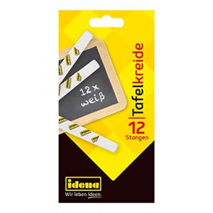 Idena 621721 - Craie pour tableau noir en boîte pliante, 12 bâtons, blanc