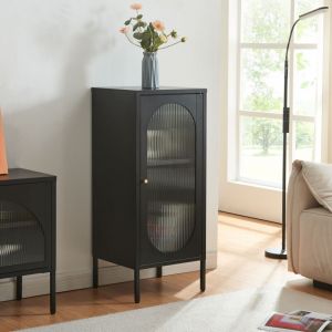 [en.casa] - Armoire vitr&eacute;e Karlskrona acier verre 102 x 43 x 40 cm noir mat