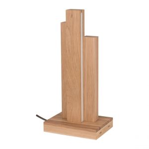 Lampe de Table LED 24V Intégrée Chêne Huilé Câble en Tissu Anthracite avec Variateur Tactile Manhattan