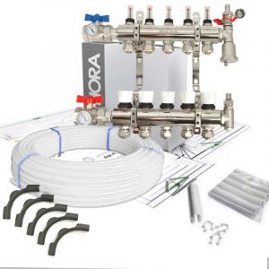 Kit Collecteur plancher chauffant hydraulique nourrice et tube PER Taille - Kit 5 sorties