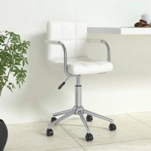 VidaXL Chaise de bureau pivotante Blanc Similicuir