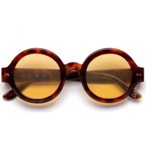 MARNI Unisex Nakagin Tower Blonde Havana VQA Lunettes de soleil Acétate Havane Marron Ronde Normale