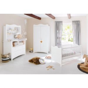 Pinolino Chambre de bébé Florentina extra large étagère adaptable extra large inclue 4 pièces lit de bébé évolutif commode à langer extra large étagère adaptable extra large armoire à 2 portes