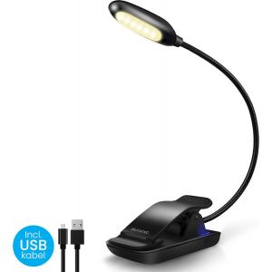 Auronic Liseuse de livre - Liseuse rechargeable par USB avec pince - Sans fil - Dimmable - Ajustable - Flexible - Noir