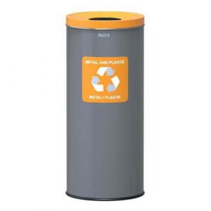 Alda Eco Poubelle de tri sélectif 45 l Gris et Couvercle Couleur Jaune Acier Inoxydable Taille Unique