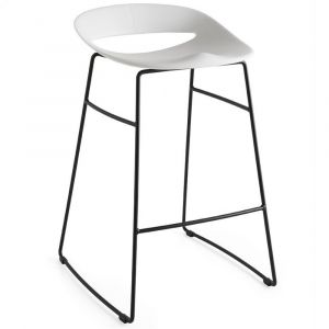 Tabouret COSMOPOLITAN structure métal assise plastique blanc