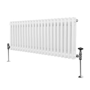 Radiateur Traditionnel à Double Colonne 300 x 1012 mm, Chauffage Moderne Horizontal en Acier au Carbone Blanc Brillant, Cuisine Salon Salle de Bain