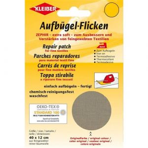 Kleiber 40 x 12 cm Patch Coton thermocollant pour r&eacute;parer Textiles &agrave; Mailles Fines, Beige