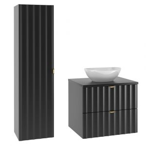 Ensemble meuble simple vasque 60cm et colonne Lexa Noir