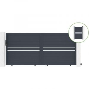 Casanoov - Portail coulissant 3,5m cimone H.160cm alu + portillon cimone H160 gris