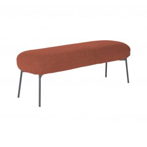 Image de Sweeek - Banc. bout de lit avec revêtement bouclette texturée. rouille. pieds en métal noir. l 120 x p 41 x h 42.5cm
