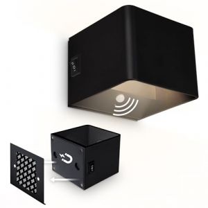 BRILONER Sticklights - Lampe murale sans électricité ni perçage avec détecteur de mouvement, batterie, sans fil, murale rechargeable, 10x8x10cm, noir