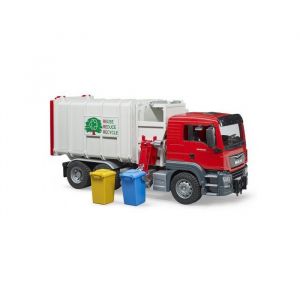 Bruder Toys Camion poubelle man tgs 54cm chargement lateral - collecte dechets ordures recyclage ville - set vehicule 1:16 + carte