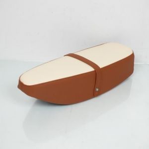 Selle si&egrave;ge biplace marron/beige mobylette cyclomoteur pour