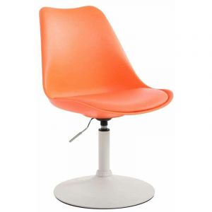 CLP Chaise de salle à manger Maverick plastique orange Métal blanc mat