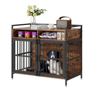 VEVOR Furniture Style Cage pour Chien avec Rangement, 104,1 cm, Meuble pour Chien de Grande Race avec Double Portes, Cage en Bois pour Chien de Grande/Moyenne Taille, Peut Supporter jusqu'&agrave; 31,8 kg,