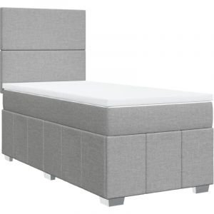 VidaXL Sommier à lattes de lit avec matelas gris clair 80x200 cm tissu