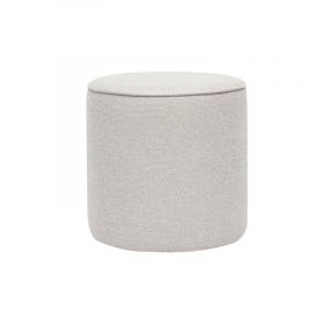 Miliboo Pouf rond en tissu effet velours textur&eacute; beige d40 cm paul