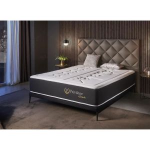 Naturalex - Matelas Privil&egrave;ge 160x190 cm - &Eacute;pais 24 cm - Mousse m&eacute;moire de forme HR, Blue Latex - 7 zones de confort - Haut de Gamme - Blanc