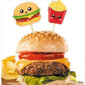 Ruedelafete Sachet de 10 pics &agrave; cocktail Junk Food