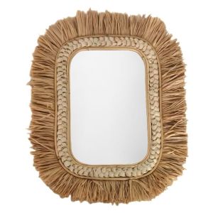 Signes Grimalt Miroir décoratif naturel en palmier et jonc de mer pour la maison, style bohème, idéal pour les murs et la décoration intérieure