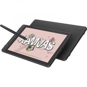 Tablette Graphique avec &Eacute;cran HUION Kamvas 13 Gen3 Tablette de Dessin 13.3" avec Verre Canvas Anti-&Eacute;tincelles, Pentech 4.0, Pression du Stylet 16384, Double Molette pour PC, Mac, Android, Noir
