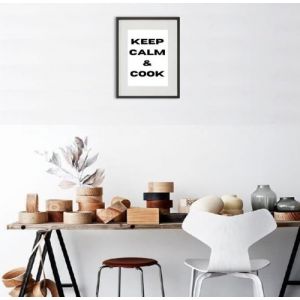 Shot Cadre Photo Keep calm and cook 30x40cm avec P e Partout Tableau Bois Verre (NOIR)