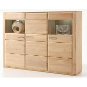 Pegane Vaisselier coloris chêne blanchi huilé - Longueur 179 x Hauteur 131 x Profondeur 38 cm