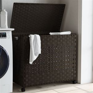 VidaXL Panier à linge avec roulettes marron foncé 66x35x60 cm