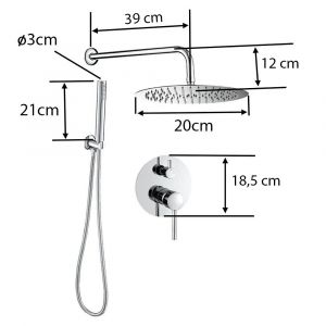 Image de Kit de douche à encastrer TIKO acier brossé