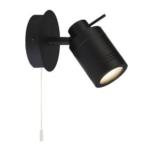 Image de Applique salle de bain IP44 avec interrupteur &agrave; tirette noir GU10 m&eacute;tal ajustable Spot mural r&eacute;tro Lampe miroir Salle de bain