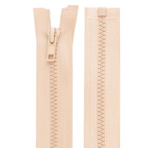 Cyclingcolors 2x Fermeture éclair N°5 30 cm tirette curseur polyester extrémité ouverte maille glissière vêtement couture mercerie veste manteau, beige clair