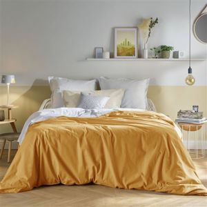 Image de Drap coton bio Fil & Sens CAMIF-180 x 290 cm-Jaune Curry