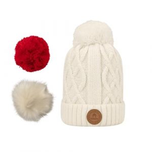 Cabaïa - Bonnet Appletini 3 Pompons Blanc - Blanc - Taille Unique - Unisexe - Femme - Boutique Seven's
