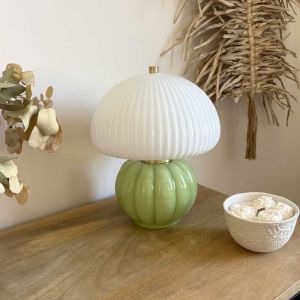 Opjet Lampe à poser Madeleine Verre et Céramique vert Matcha