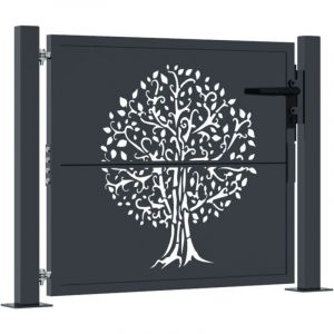 VidaXL Portail de jardin anthracite 105x105cm acier conception d'arbre n/a
