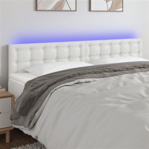 VidaXL Tête de Lit à LED Meuble de Chambre à Coucher Accessoire de Lit Double Tête de Cadre de Lit Intérieur Blanc 180x5x78/88 cm Similicuir