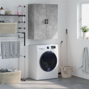VidaXL Armoire Murale, Placard Suspendu avec Rangement, Meuble Flottant de Salon Bureau Chambre, Moderne, Gris Béton Bois d'Ingénierie