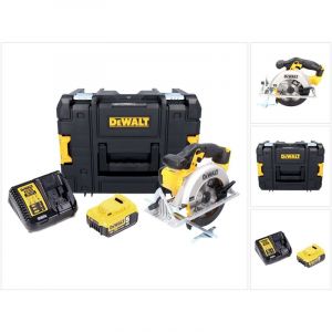 Dewalt DCS 391 P1 18 V XR Li-Ion Scie circulaire sans fil 165 mm + Coffret de transport TSTAK Box + 1 x Batterie 5,0 Ah +