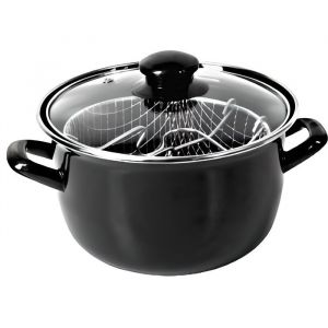 FRITEUSE MANUELLE AVEC PANIER ET COUVERCLE NOIR