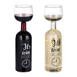 Relaxdays Bouteille de vin, Verre XL avec Inscription, 750 ML, Transparent.