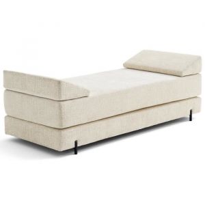 Brescia - banquette 3 places convertible en tissu velours relief - Beige