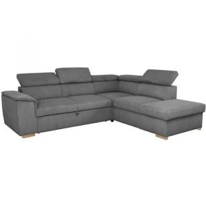 Canap&eacute; D'angle Convertible R&eacute;versible - 5 Places - Daytona - Tissu Lincoln Anthracite - Coffre - 260 X 216 X 94 Cm