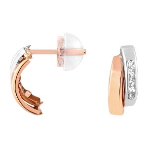 Cleor Boucles d'oreille cr&eacute;oles en or 375 et oxyde - rose