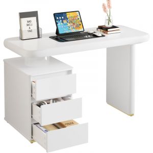 Bureau Moderne Blanc - Design Nuage - 117x50x74cm - 3 Tiroirs - Laqué