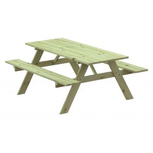 Gardiun Table Pique-nique en Bois Solid 28 mm Avec Banc 177x151x77 cm 8 Personnes